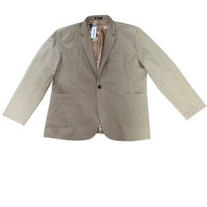 New COOFANDY Linen Blend Blazer Tan Sport Coat Jacket Mens 2XL One Button Close